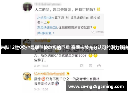 带队12胜0负他是联盟被忽视的巨星 赛季未被充分认可的潜力领袖 带队12胜0负他是联盟被忽视的巨星 赛季未被充分认可的潜力领袖