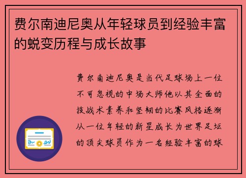 费尔南迪尼奥从年轻球员到经验丰富的蜕变历程与成长故事